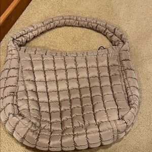 Street Level Quilted Beige Hobo Bag